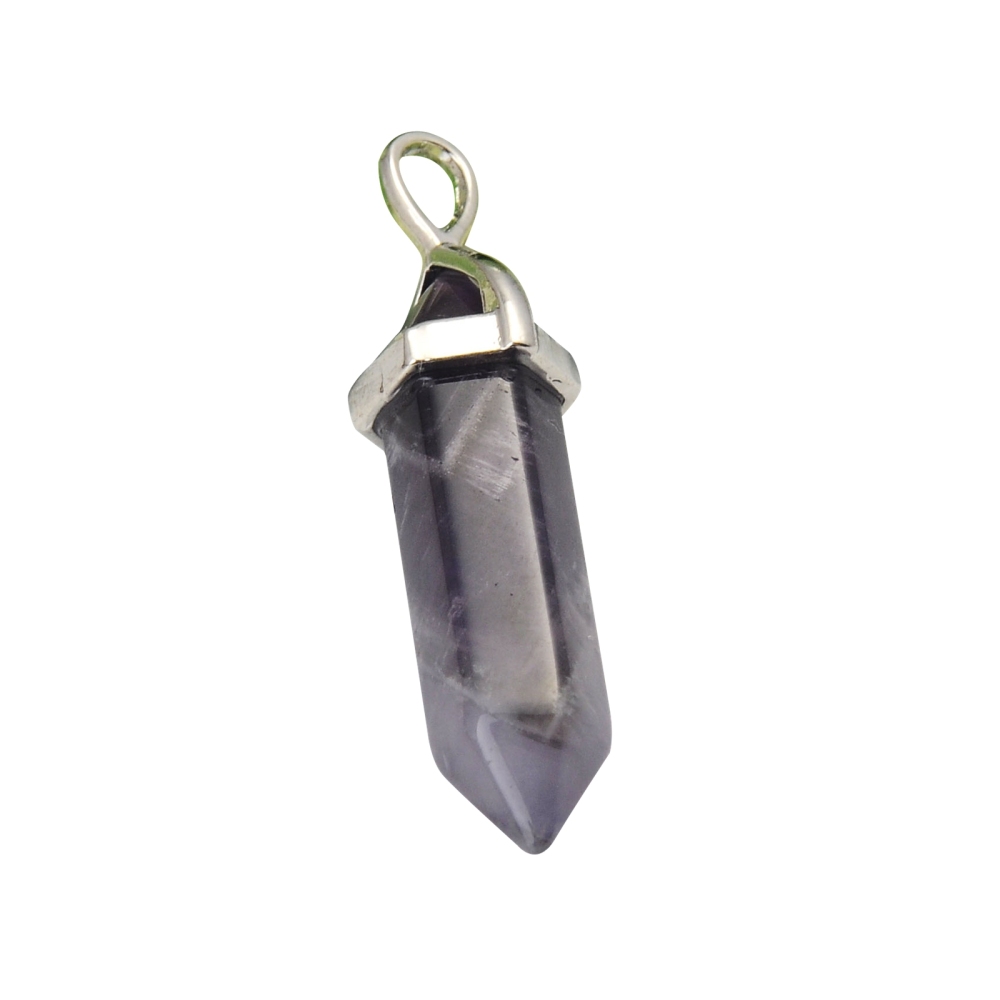 Gold & Silver Hexagonal Cylinder Gemstone Pendant