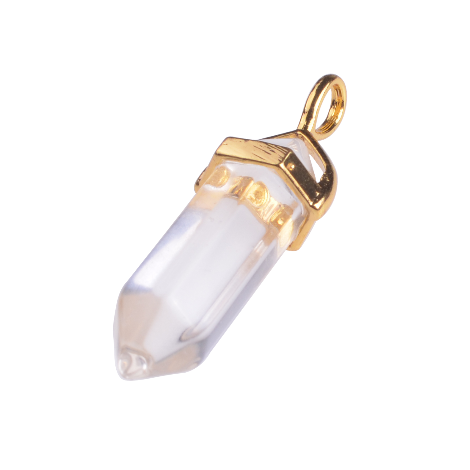 Gold & Silver Hexagonal Cylinder Gemstone Pendant