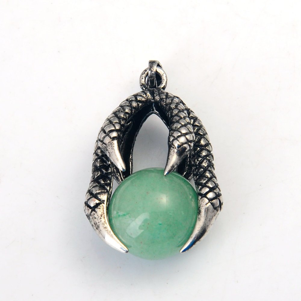 Gemstone Ball Stainless Steel Dragon Claw Pendant