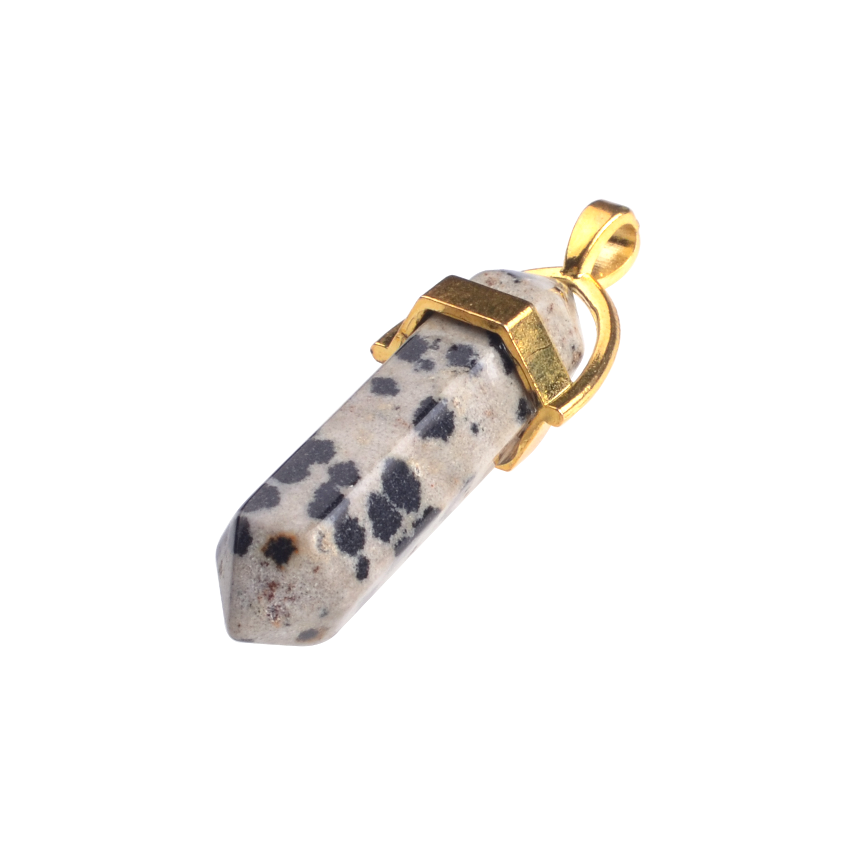 Gold & Silver Hexagonal Cylinder Gemstone Pendant