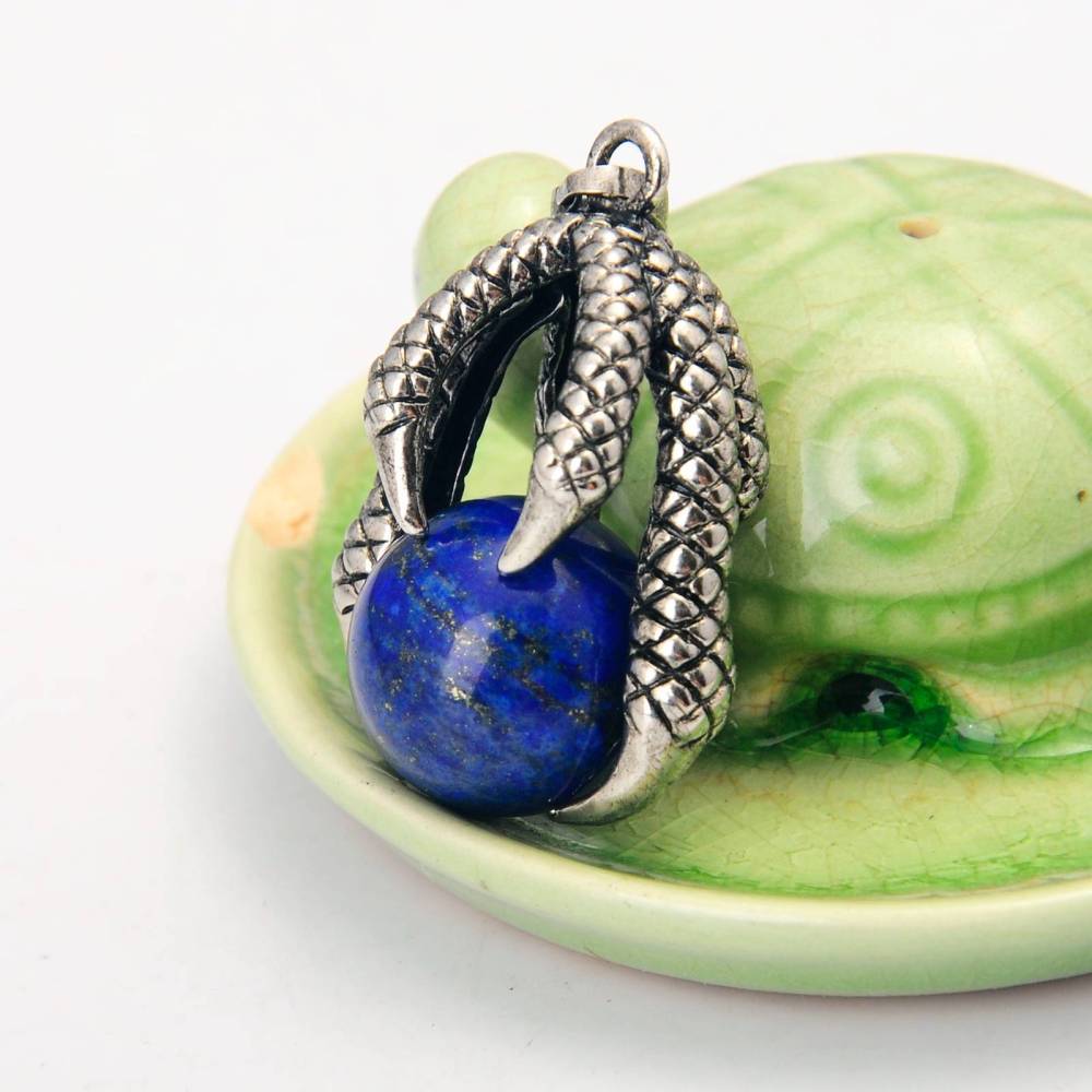 Gemstone Ball Stainless Steel Dragon Claw Pendant