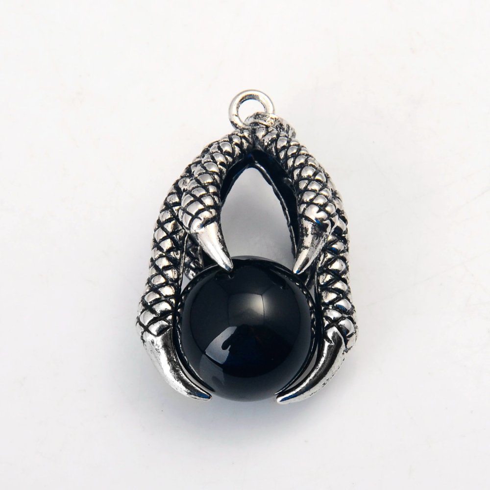 Gemstone Ball Stainless Steel Dragon Claw Pendant