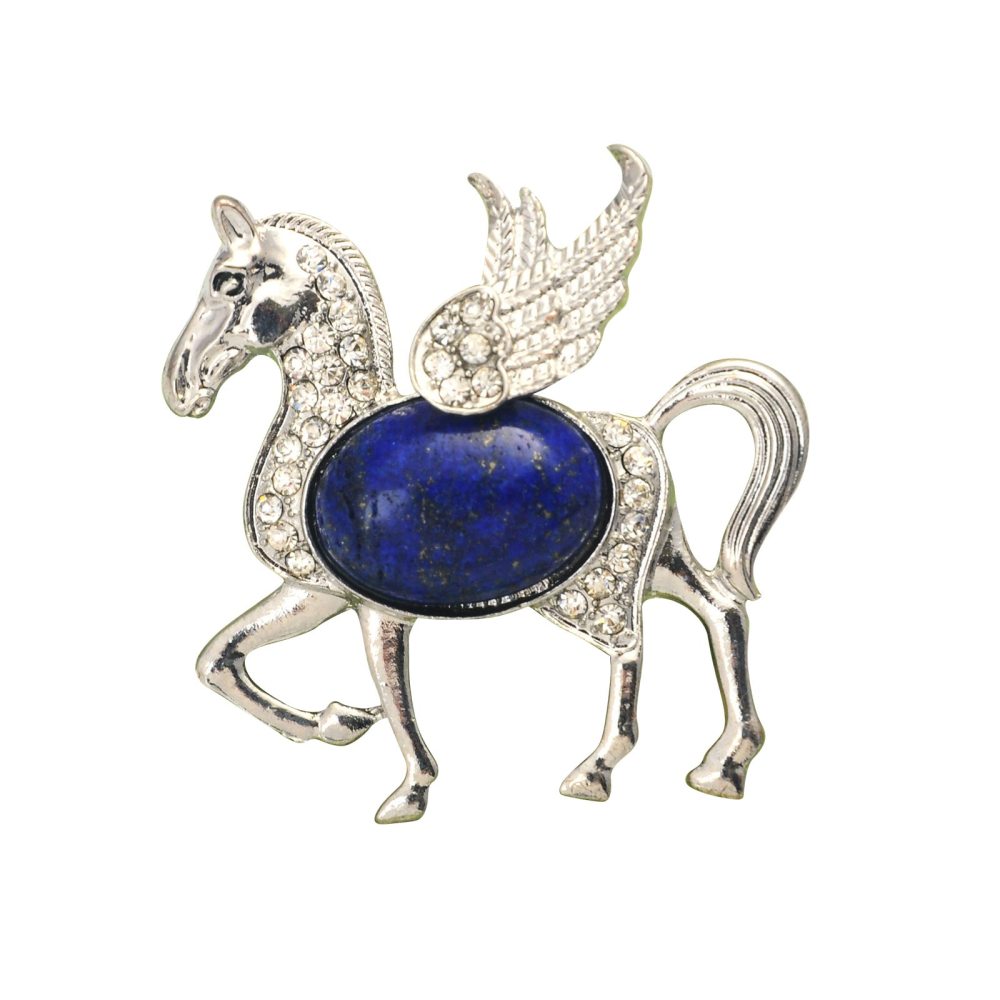 Silver Rhinestone Pegasus Gemstone Pendant