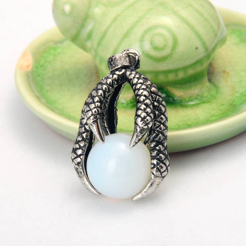 Gemstone Ball Stainless Steel Dragon Claw Pendant