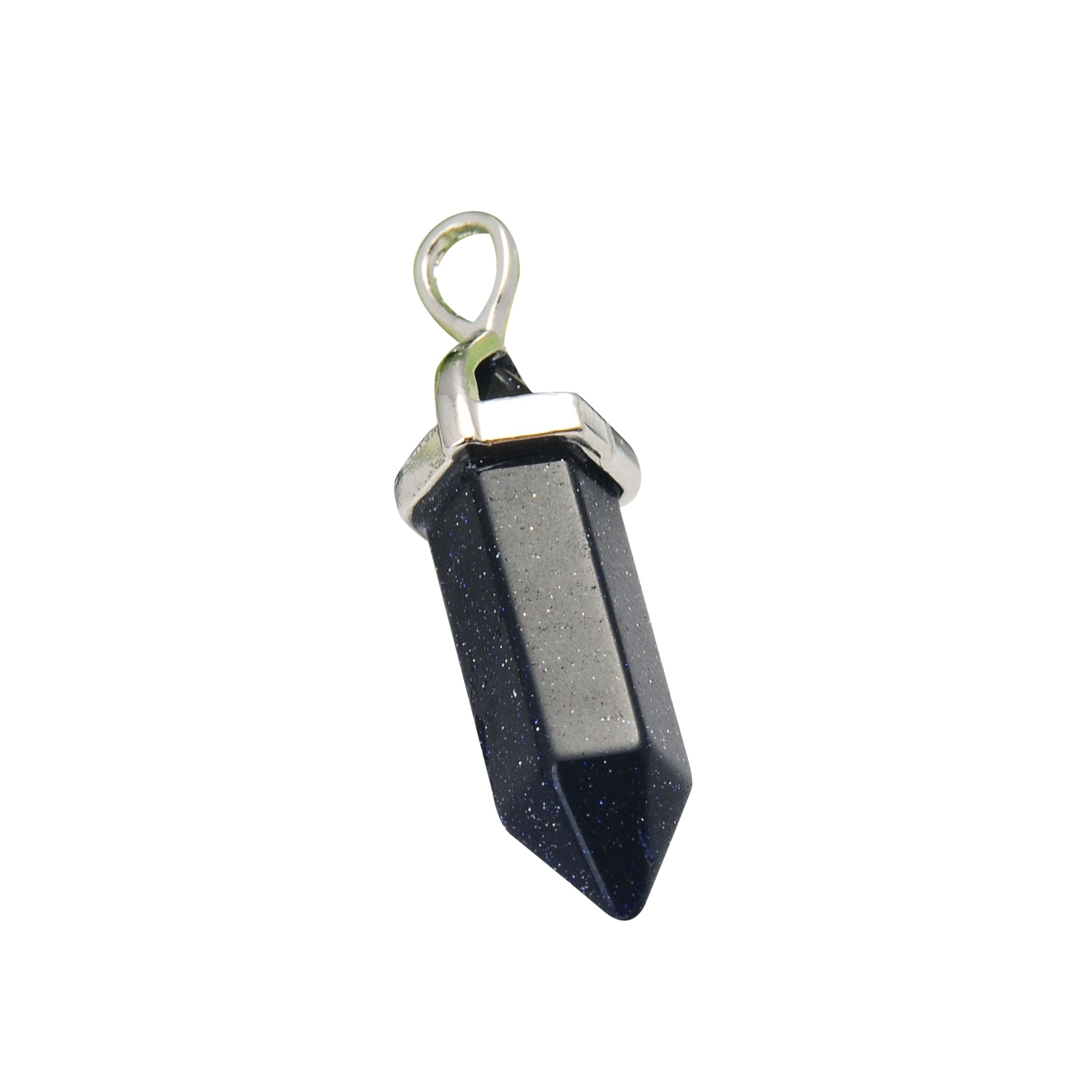 Gold & Silver Hexagonal Cylinder Gemstone Pendant