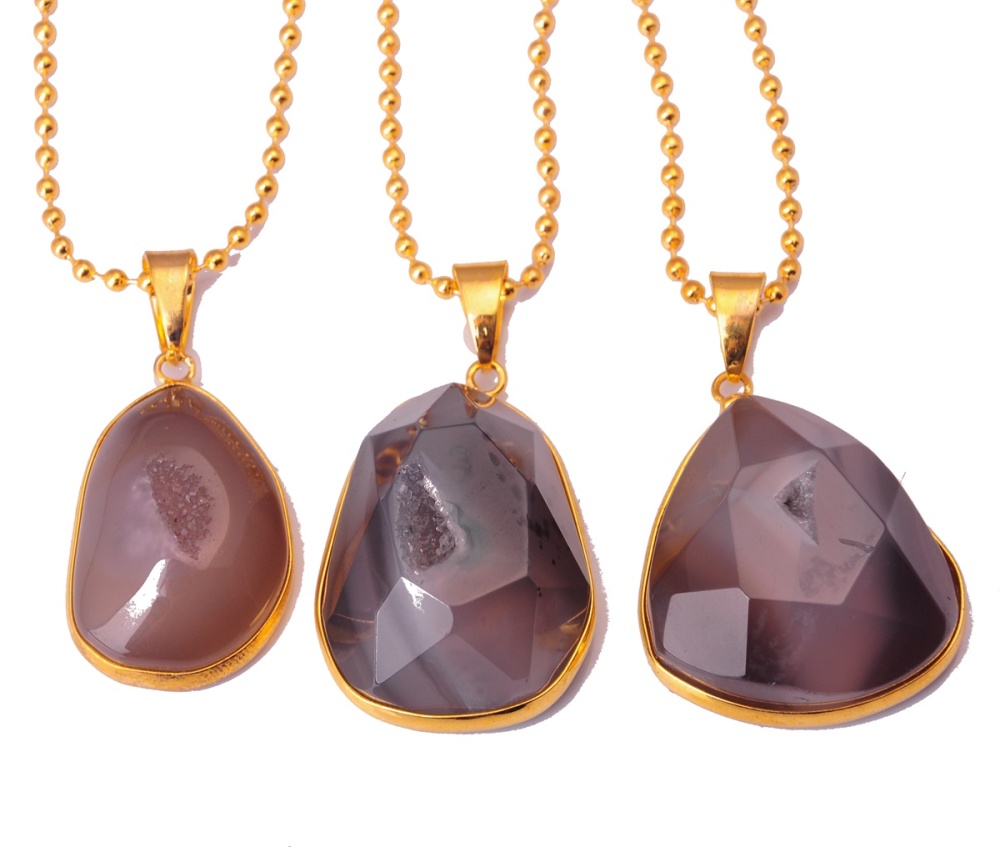 Natural Agate Crystal Cave Pendant
