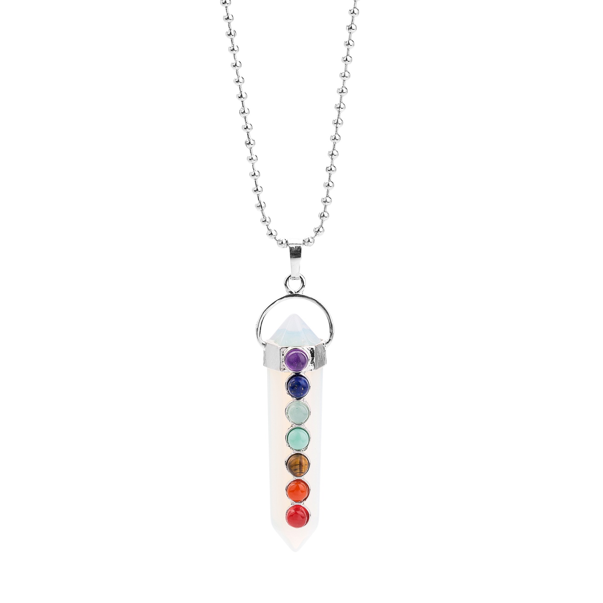 7 Chakra Hexagonal Cylinder Gemstone Pendant