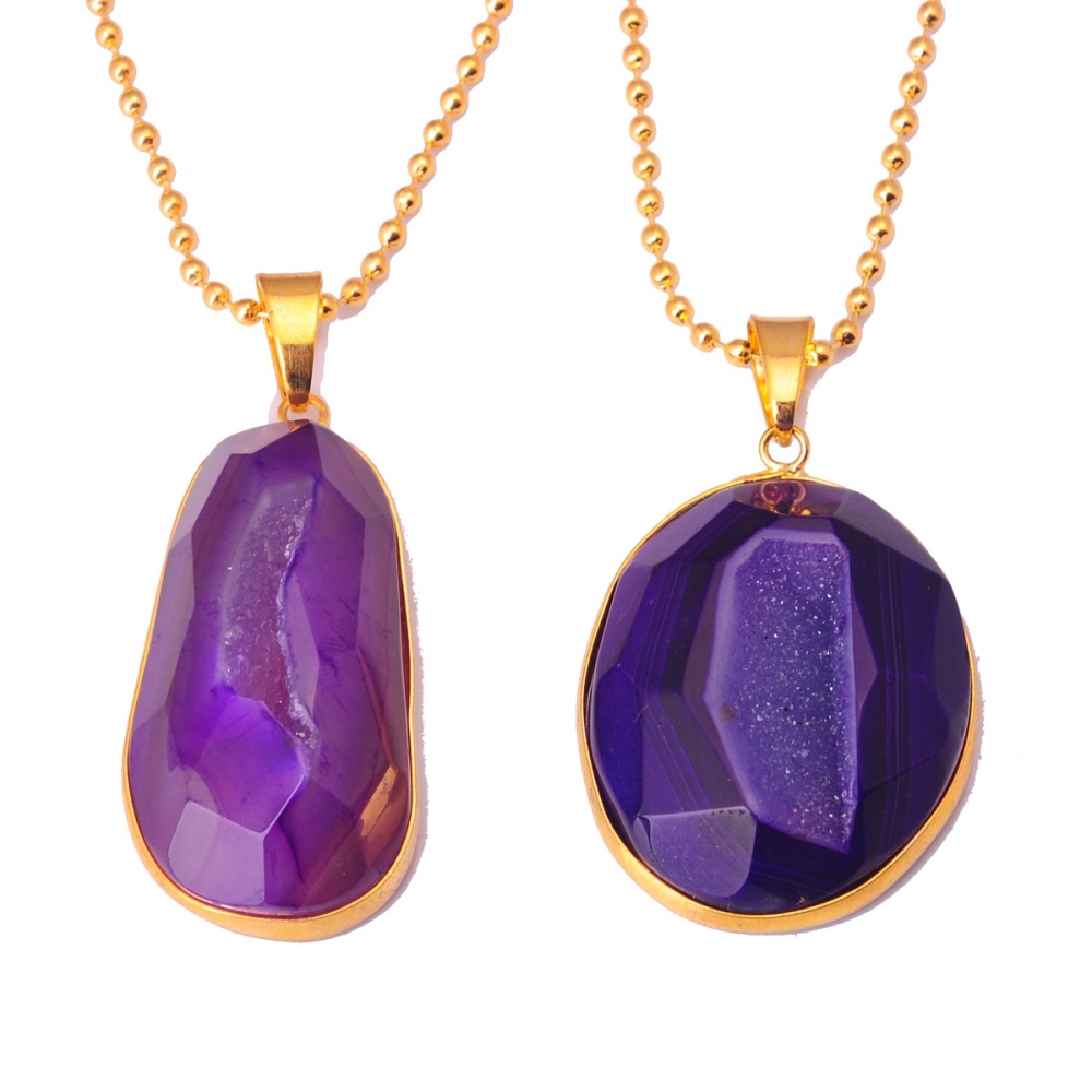 Natural Agate Crystal Cave Pendant