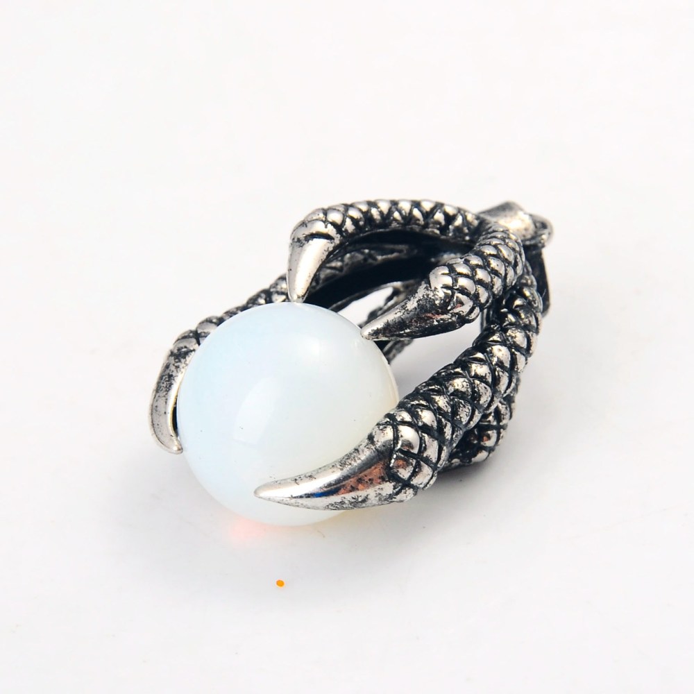 Gemstone Ball Stainless Steel Dragon Claw Pendant