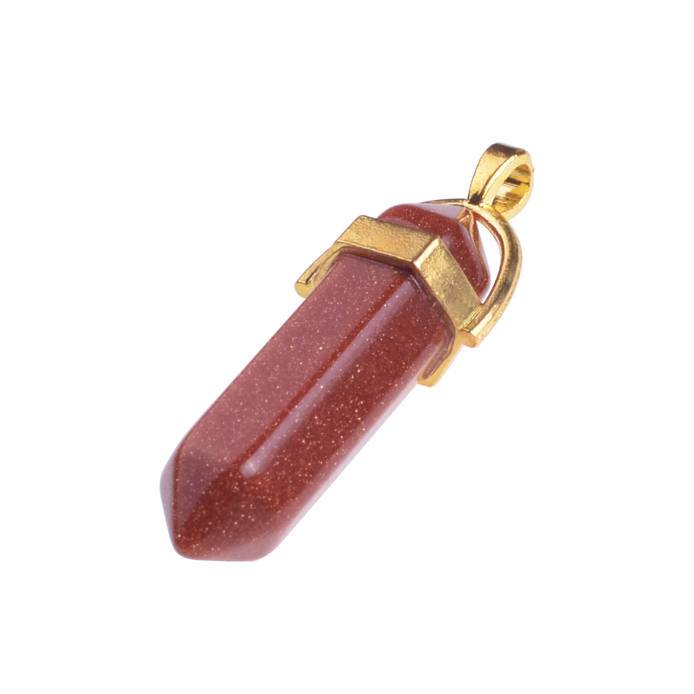 Gold & Silver Hexagonal Cylinder Gemstone Pendant