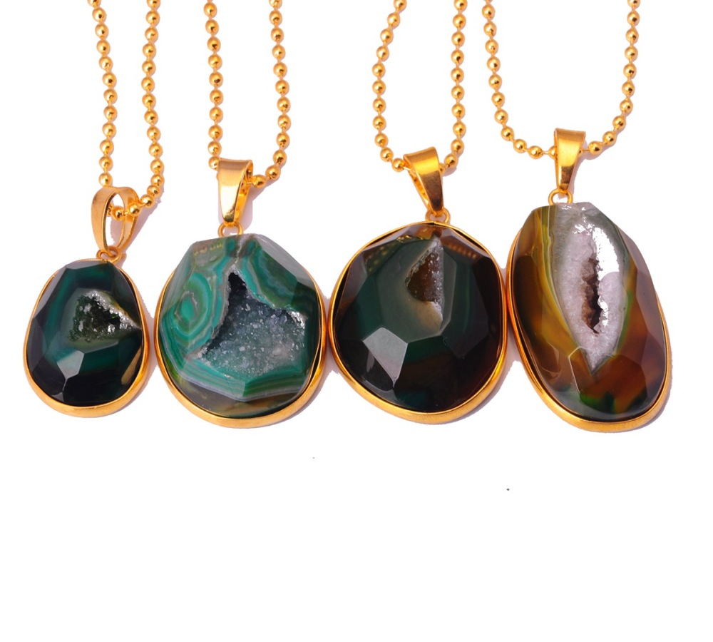 Natural Agate Crystal Cave Pendant