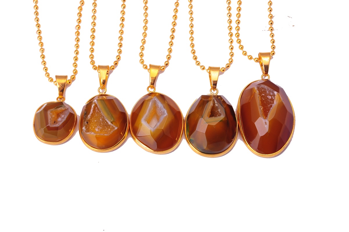 Natural Agate Crystal Cave Pendant
