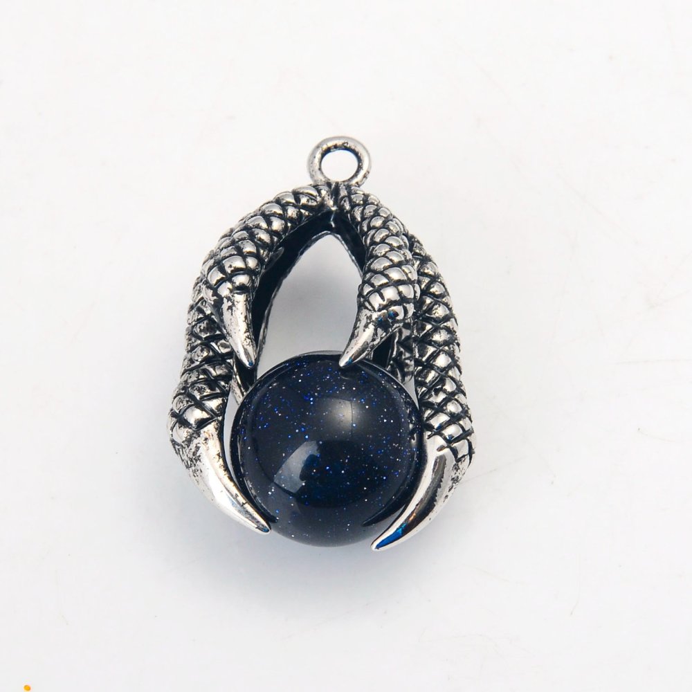 Gemstone Ball Stainless Steel Dragon Claw Pendant