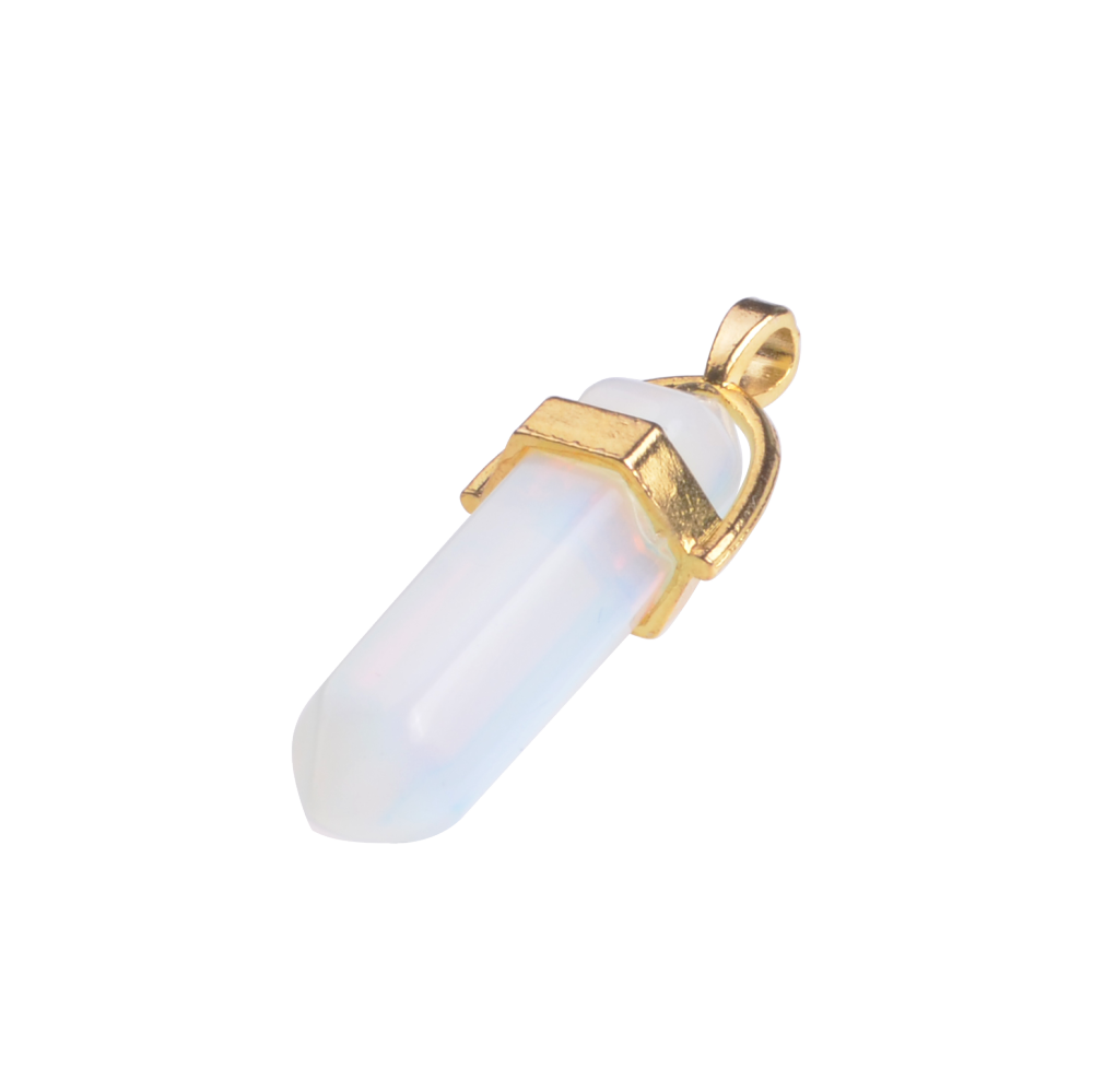 Gold & Silver Hexagonal Cylinder Gemstone Pendant