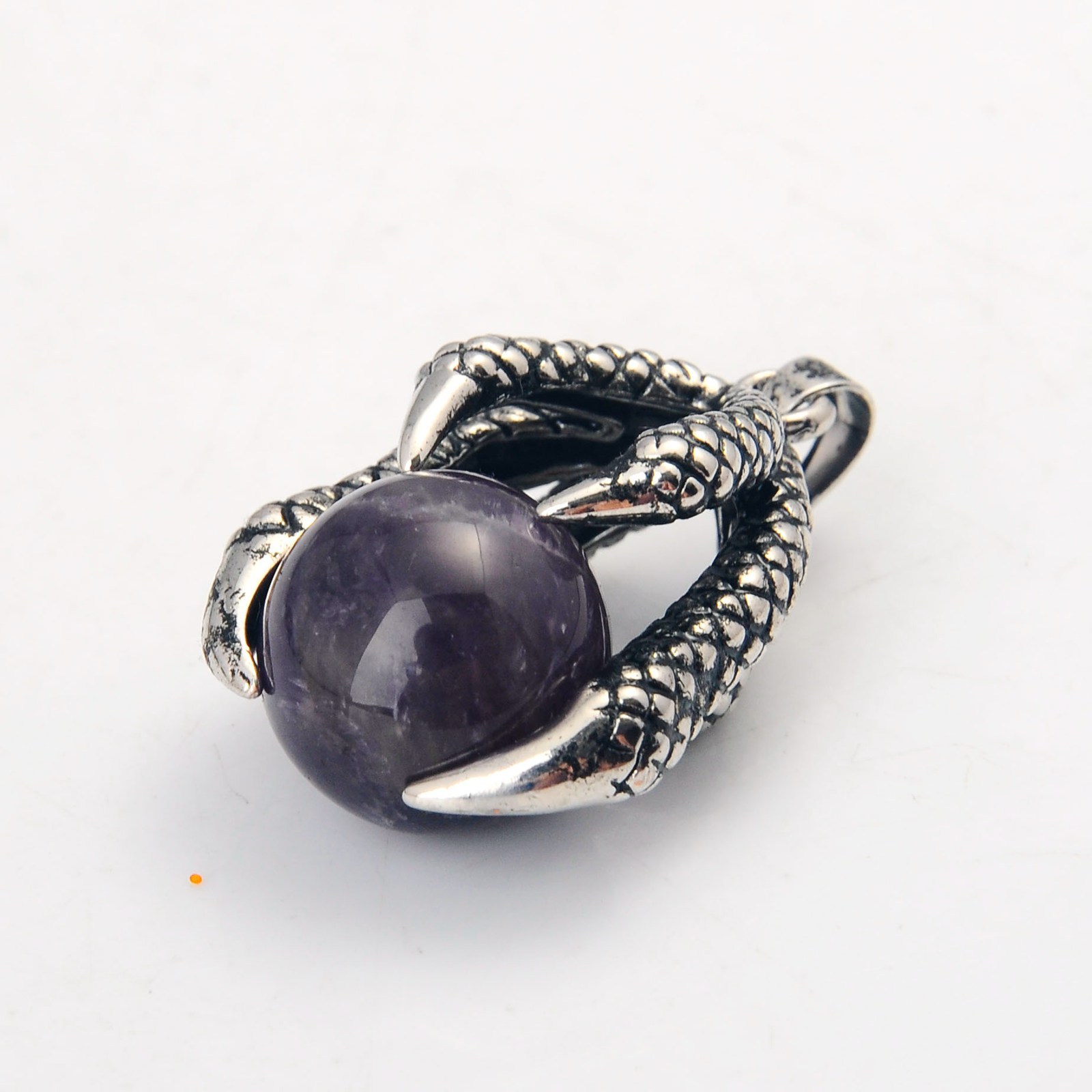 Gemstone Ball Stainless Steel Dragon Claw Pendant