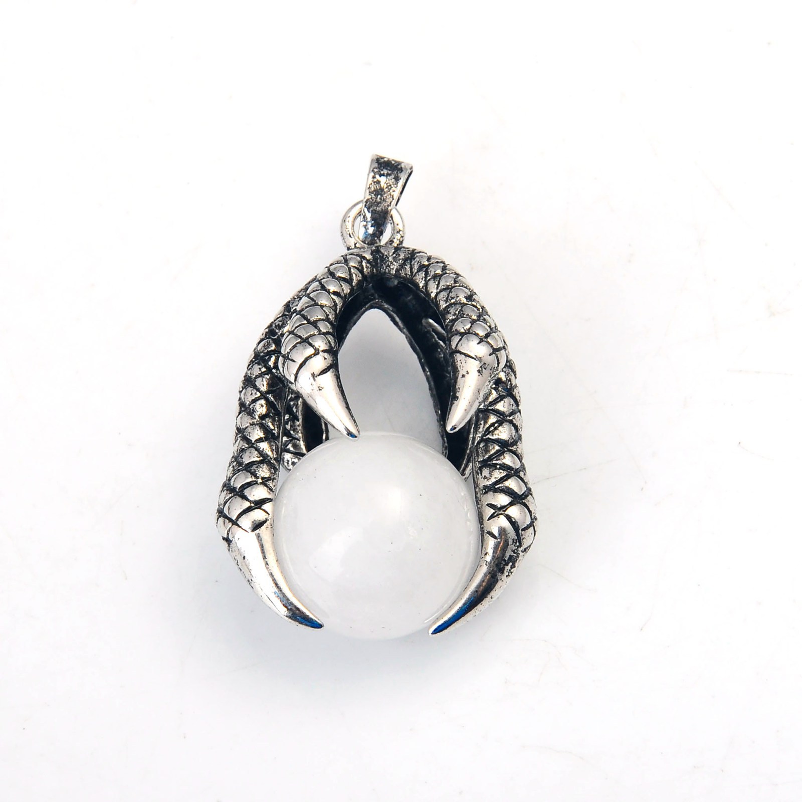 Gemstone Ball Stainless Steel Dragon Claw Pendant