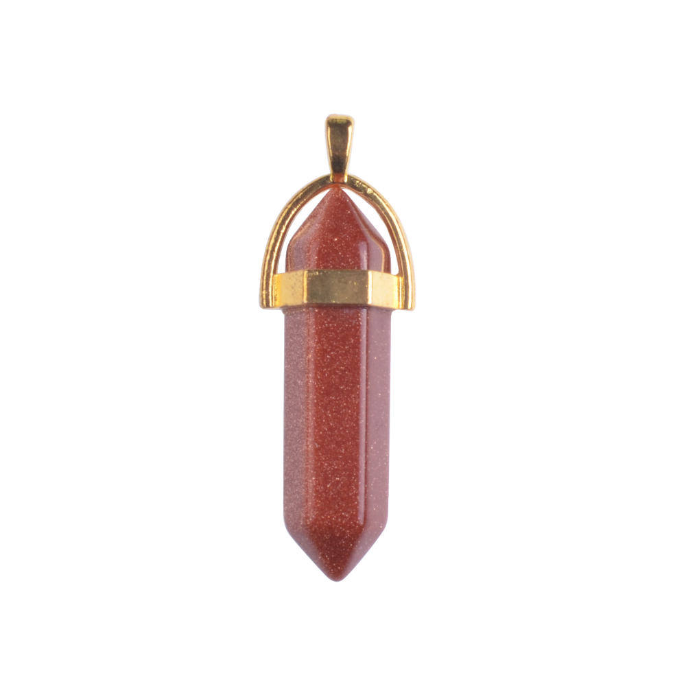 Gold & Silver Hexagonal Cylinder Gemstone Pendant