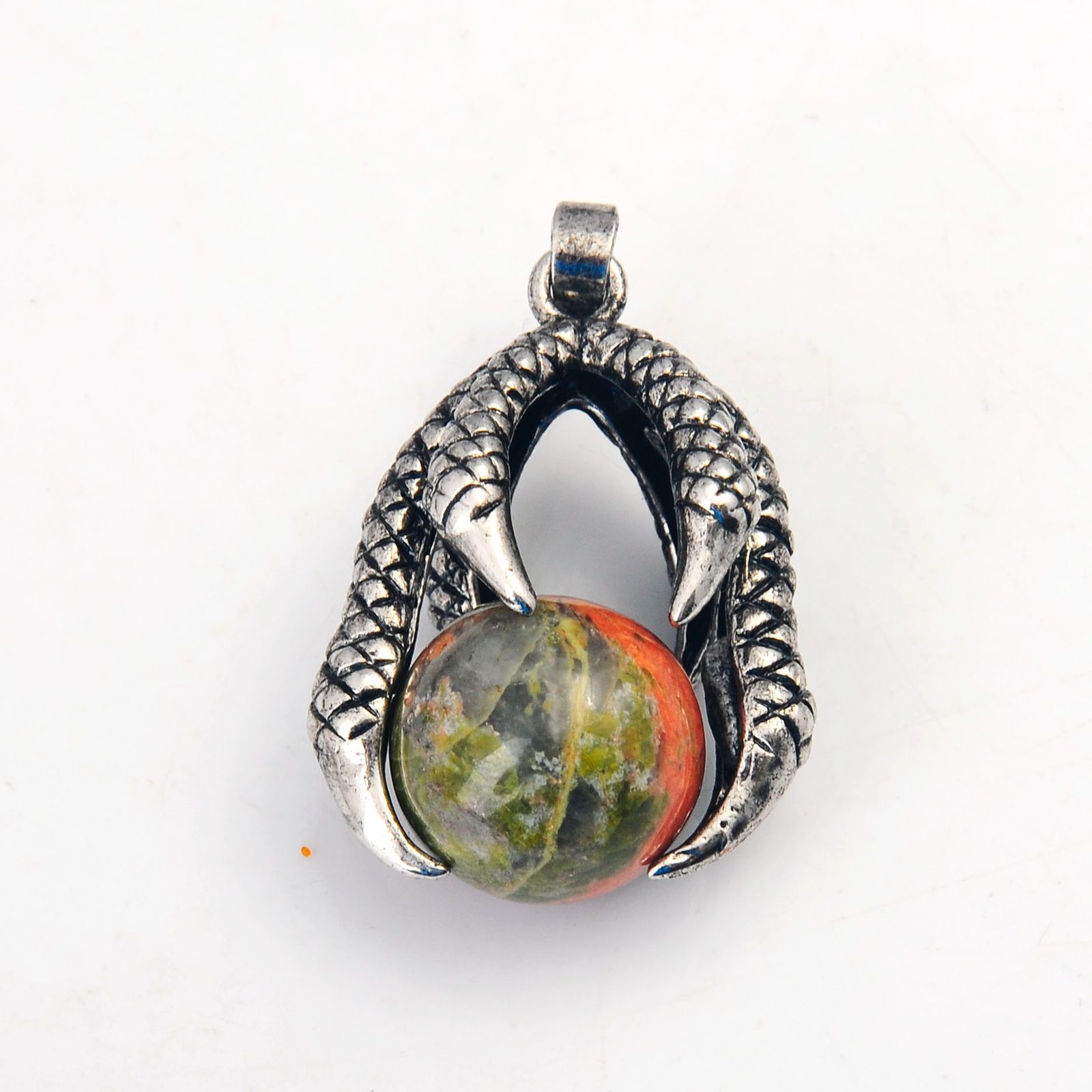 Gemstone Ball Stainless Steel Dragon Claw Pendant