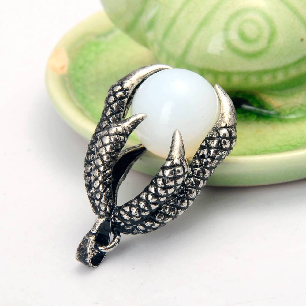 Gemstone Ball Stainless Steel Dragon Claw Pendant