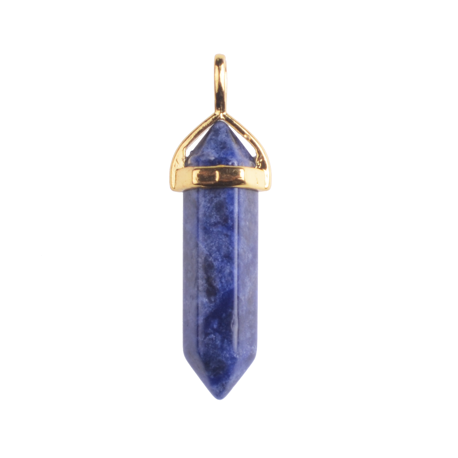 Gold & Silver Hexagonal Cylinder Gemstone Pendant