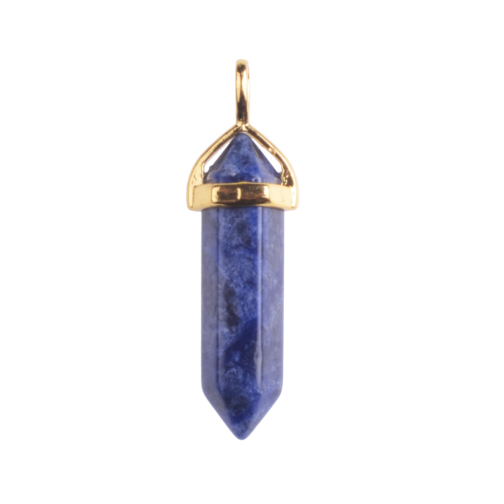 Gold & Silver Hexagonal Cylinder Gemstone Pendant