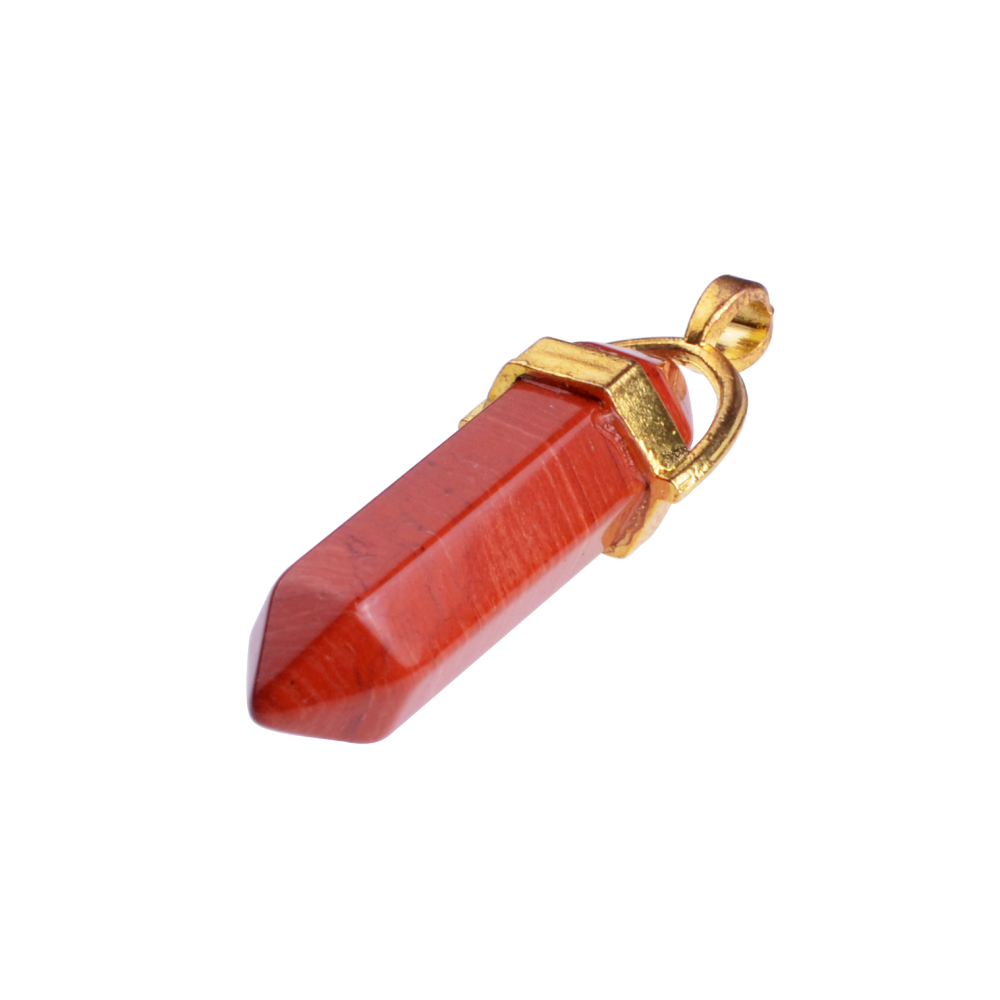 Gold & Silver Hexagonal Cylinder Gemstone Pendant