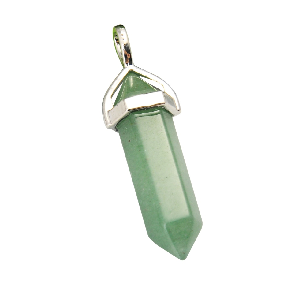 Gold & Silver Hexagonal Cylinder Gemstone Pendant