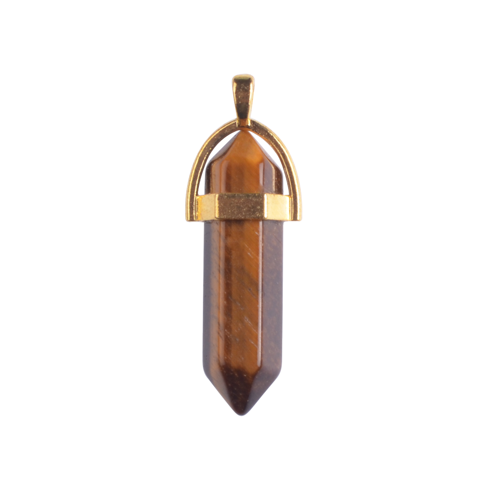 Gold & Silver Hexagonal Cylinder Gemstone Pendant