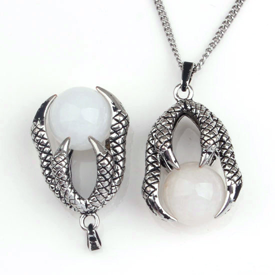 Gemstone Ball Stainless Steel Dragon Claw Pendant
