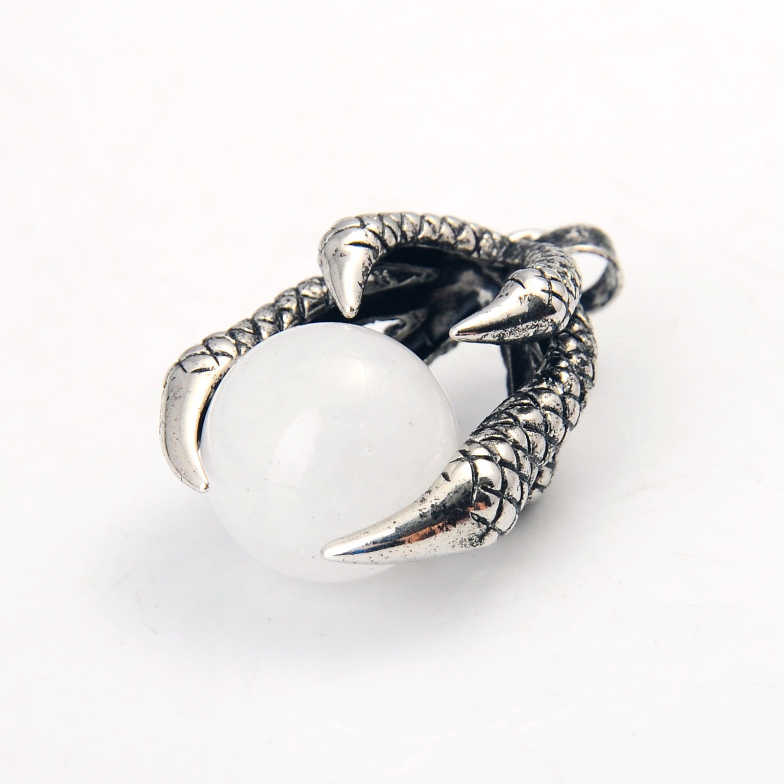 Gemstone Ball Stainless Steel Dragon Claw Pendant