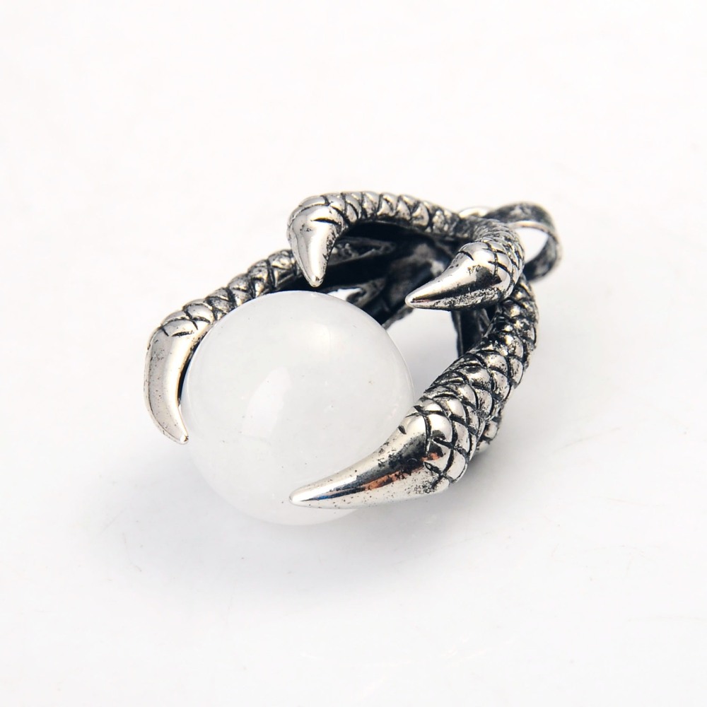 Gemstone Ball Stainless Steel Dragon Claw Pendant