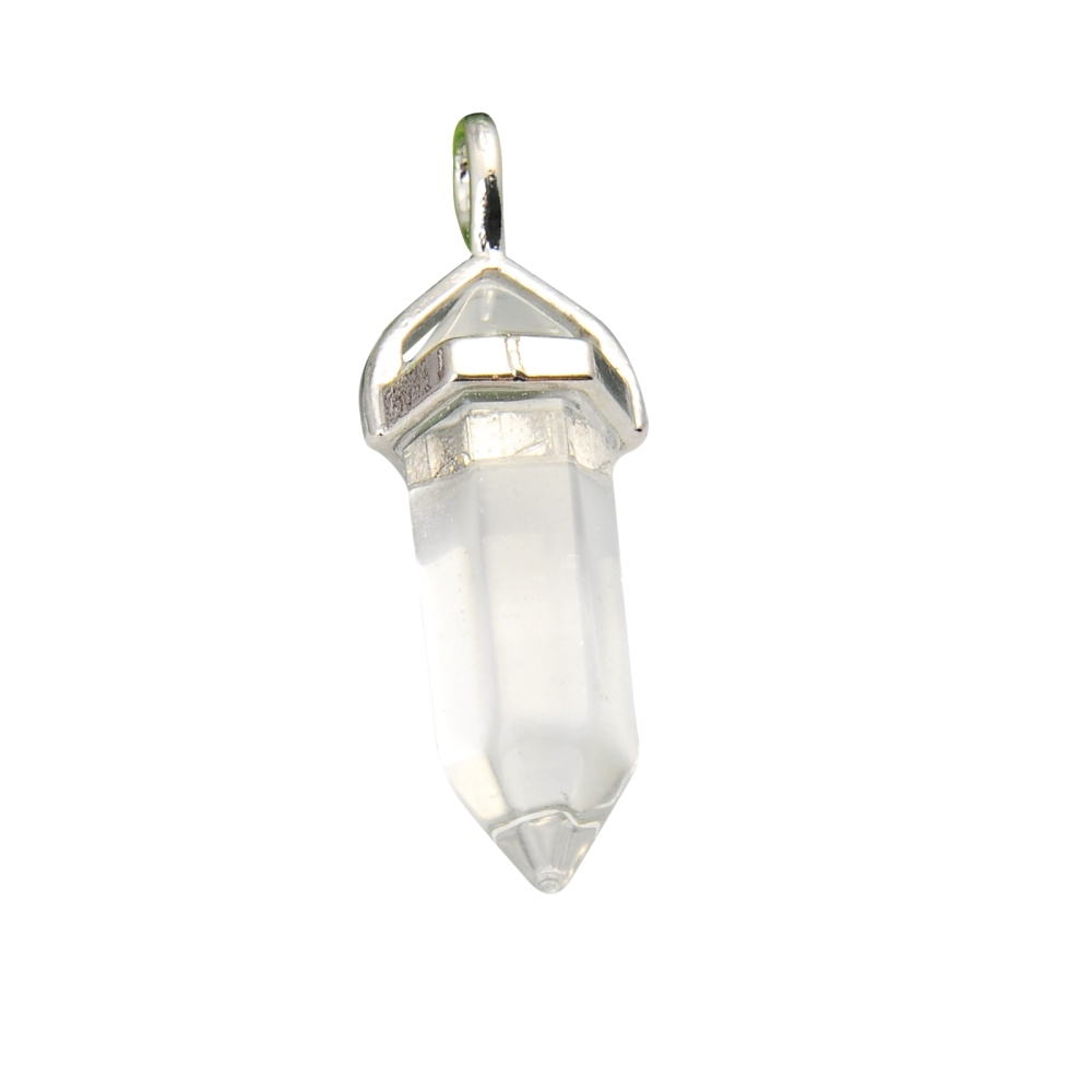 Gold & Silver Hexagonal Cylinder Gemstone Pendant