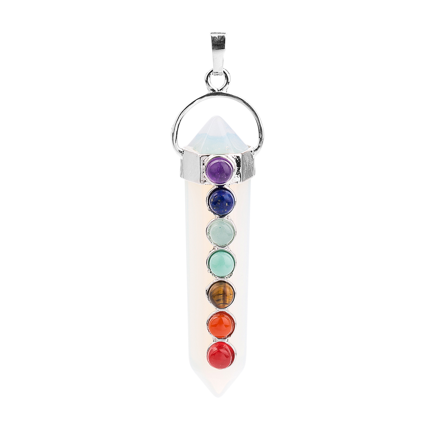 7 Chakra Hexagonal Cylinder Gemstone Pendant