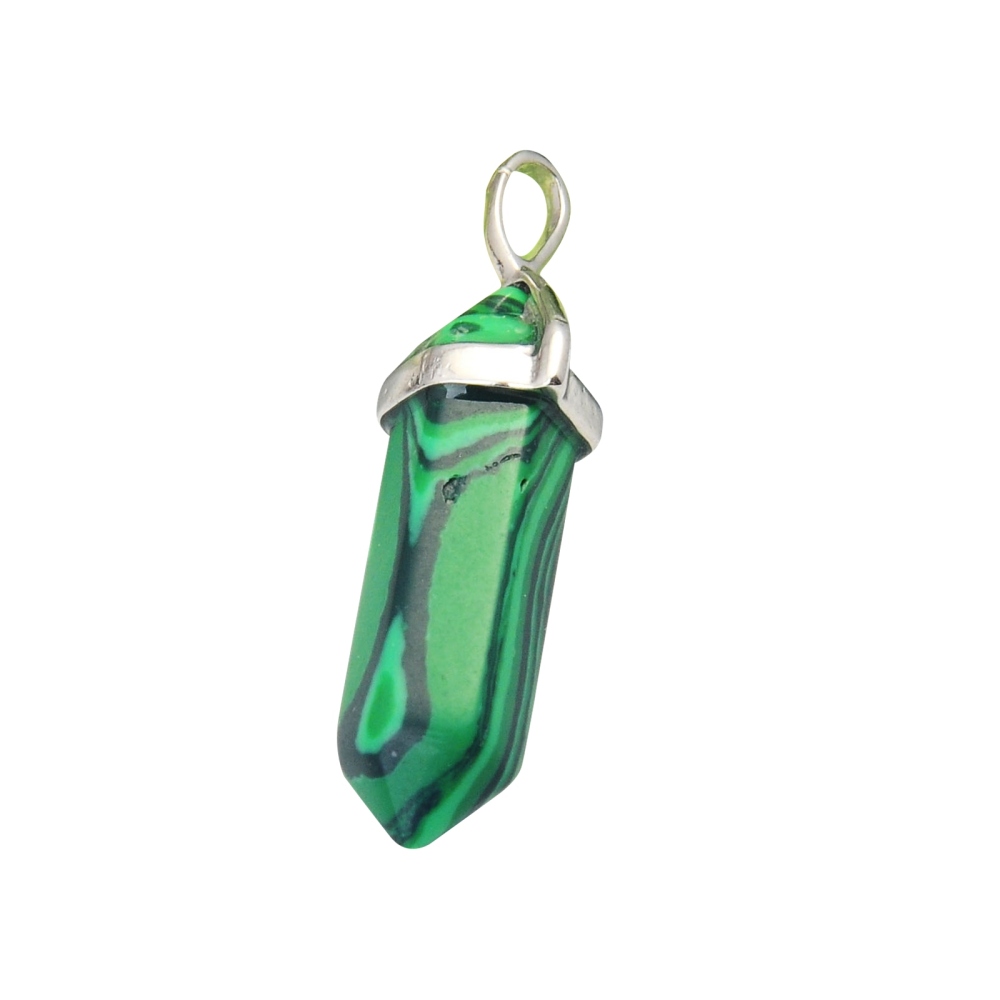 Gold & Silver Hexagonal Cylinder Gemstone Pendant