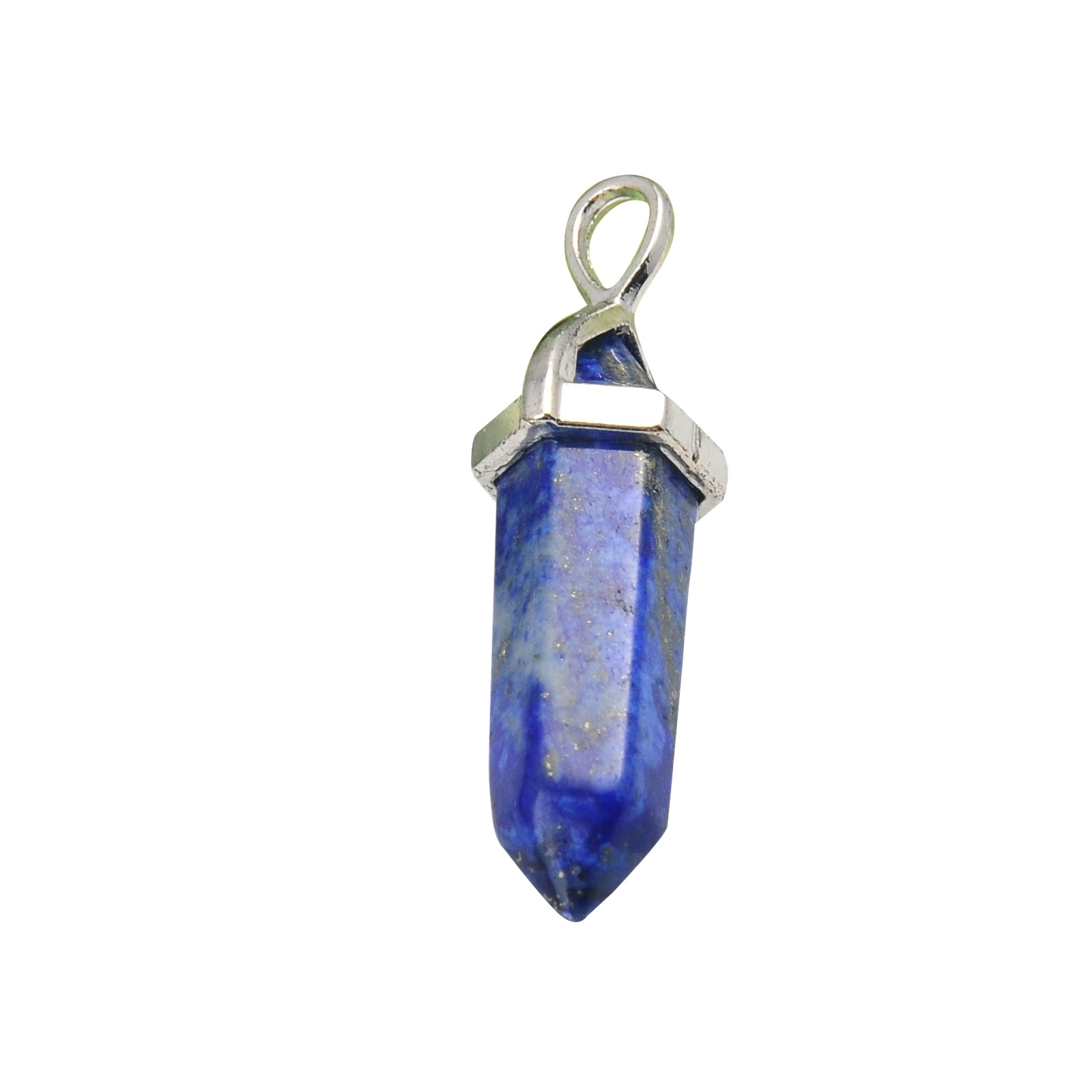Gold & Silver Hexagonal Cylinder Gemstone Pendant