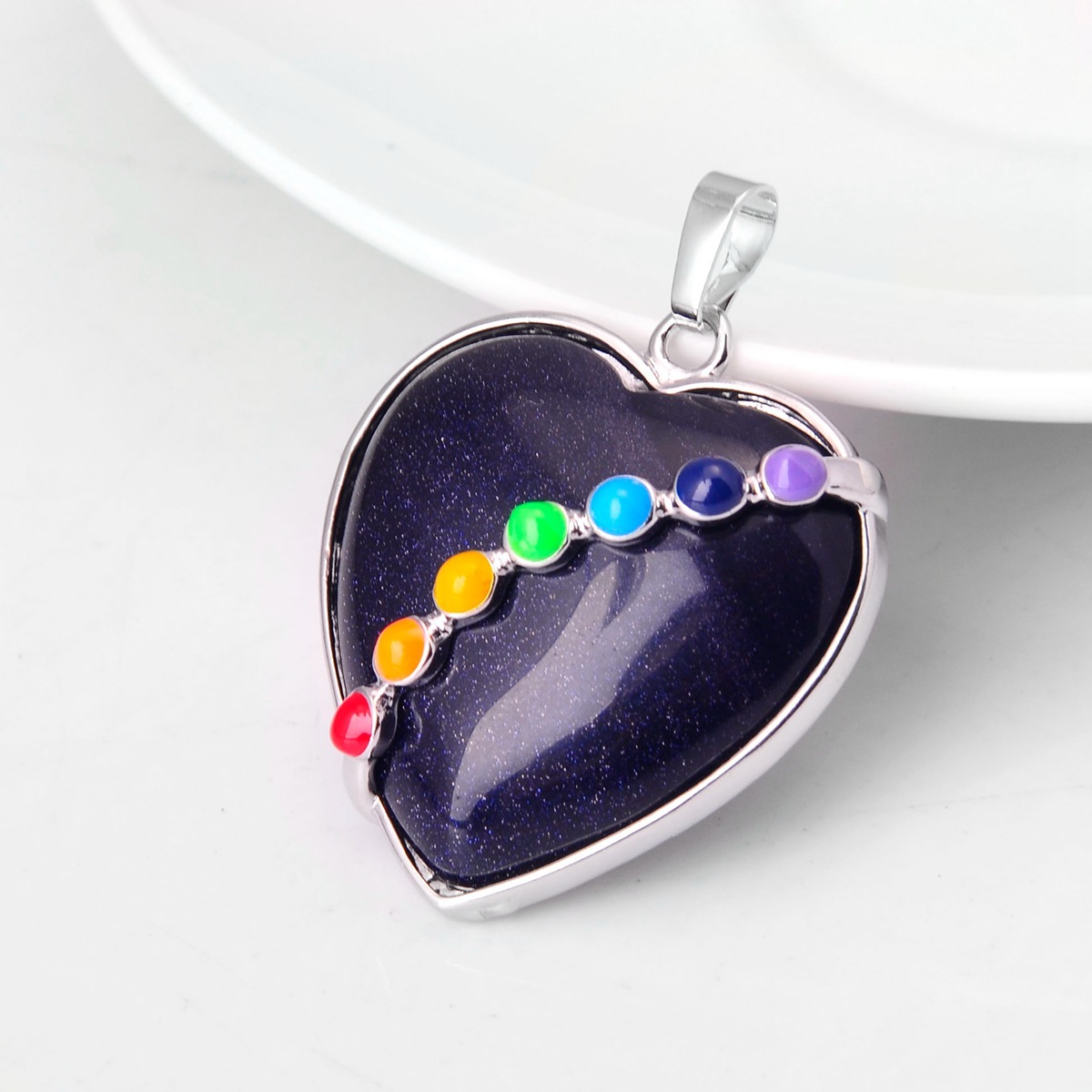 7 Chakra Heart Gemstone Pendant