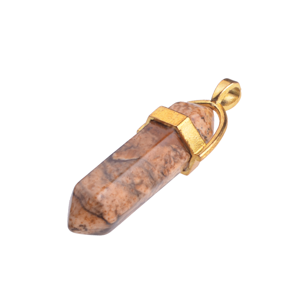 Gold & Silver Hexagonal Cylinder Gemstone Pendant
