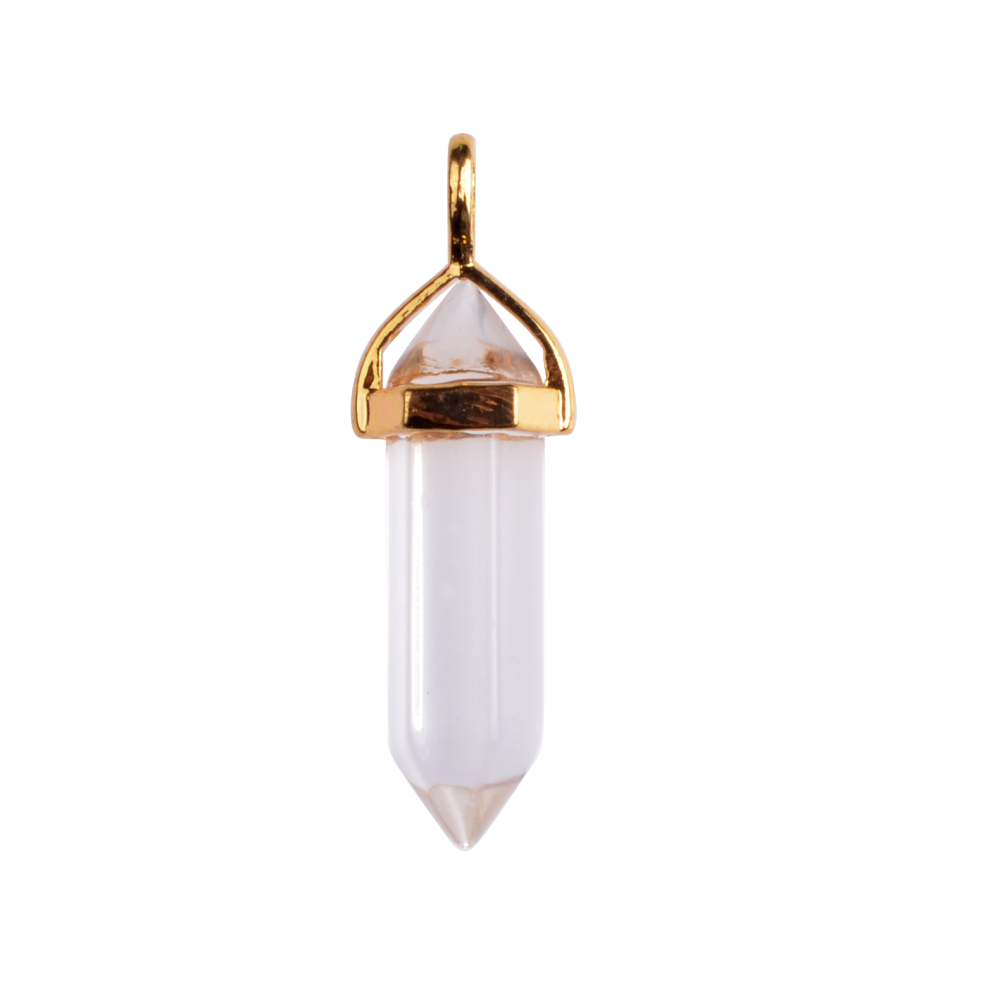 Gold & Silver Hexagonal Cylinder Gemstone Pendant
