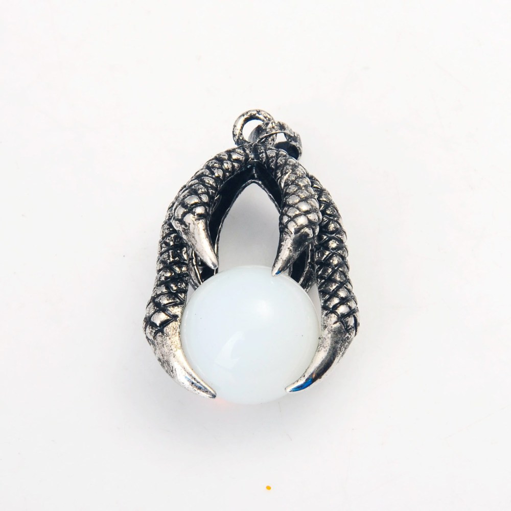 Gemstone Ball Stainless Steel Dragon Claw Pendant