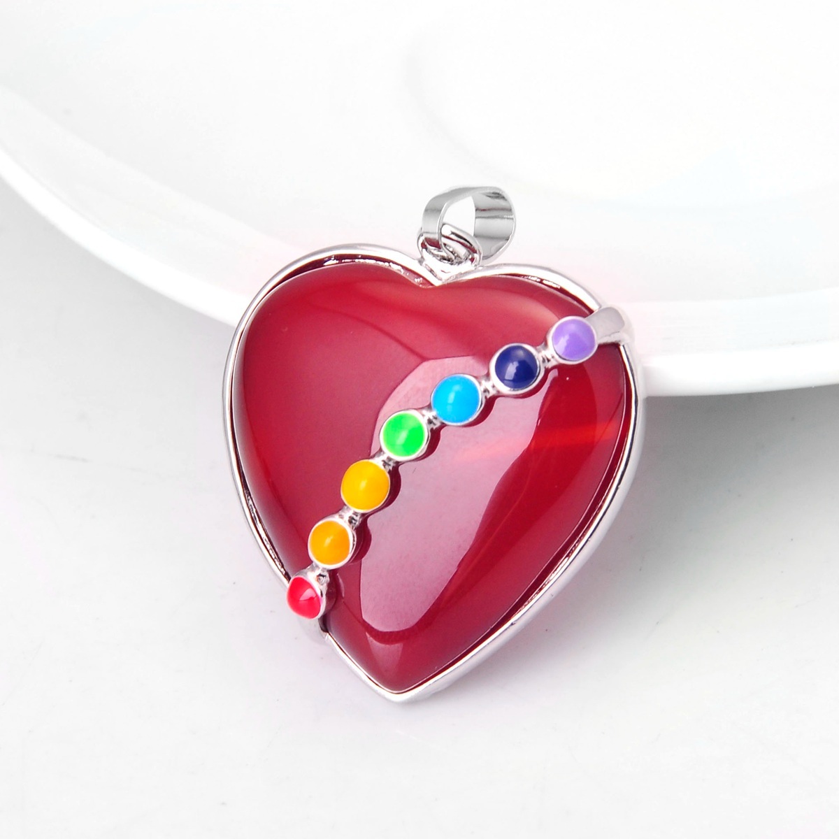 7 Chakra Heart Gemstone Pendant