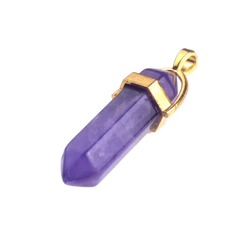 Gold & Silver Hexagonal Cylinder Gemstone Pendant