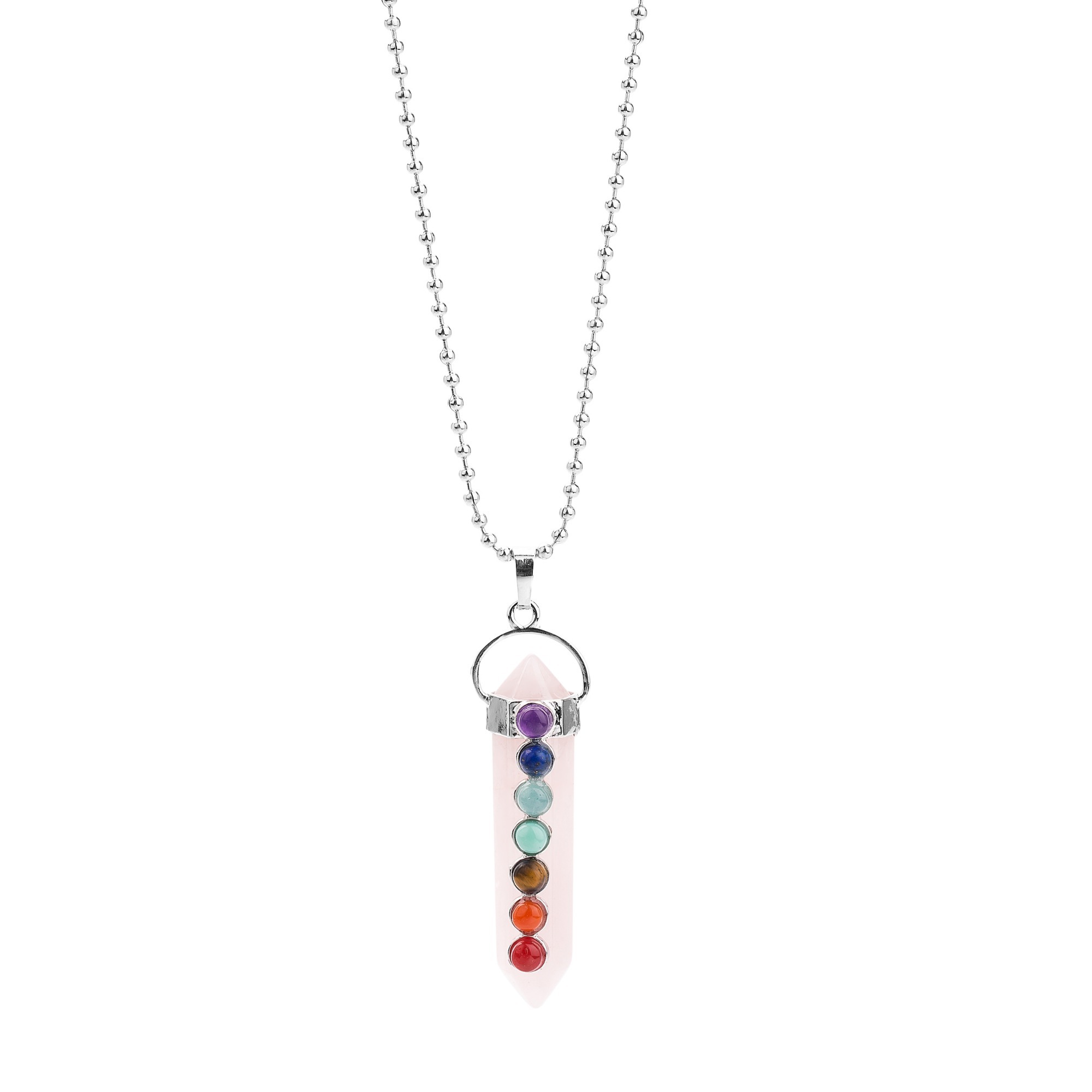 7 Chakra Hexagonal Cylinder Gemstone Pendant