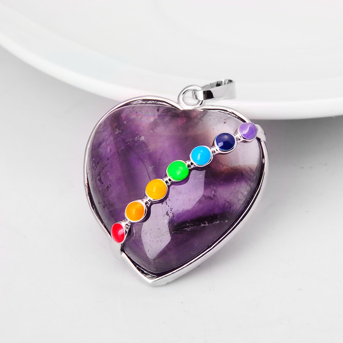 7 Chakra Heart Gemstone Pendant