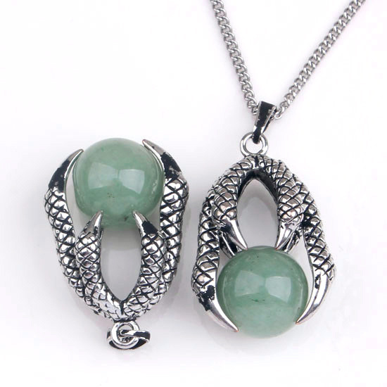 Gemstone Ball Stainless Steel Dragon Claw Pendant