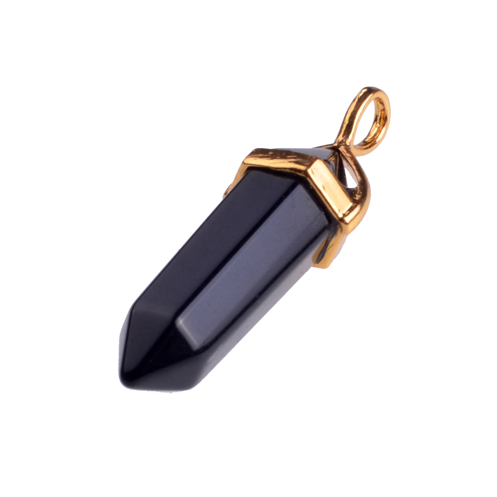 Gold & Silver Hexagonal Cylinder Gemstone Pendant