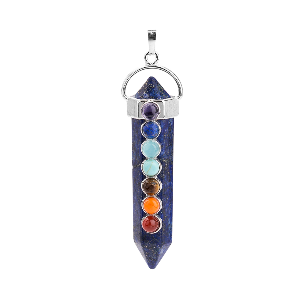 7 Chakra Hexagonal Cylinder Gemstone Pendant