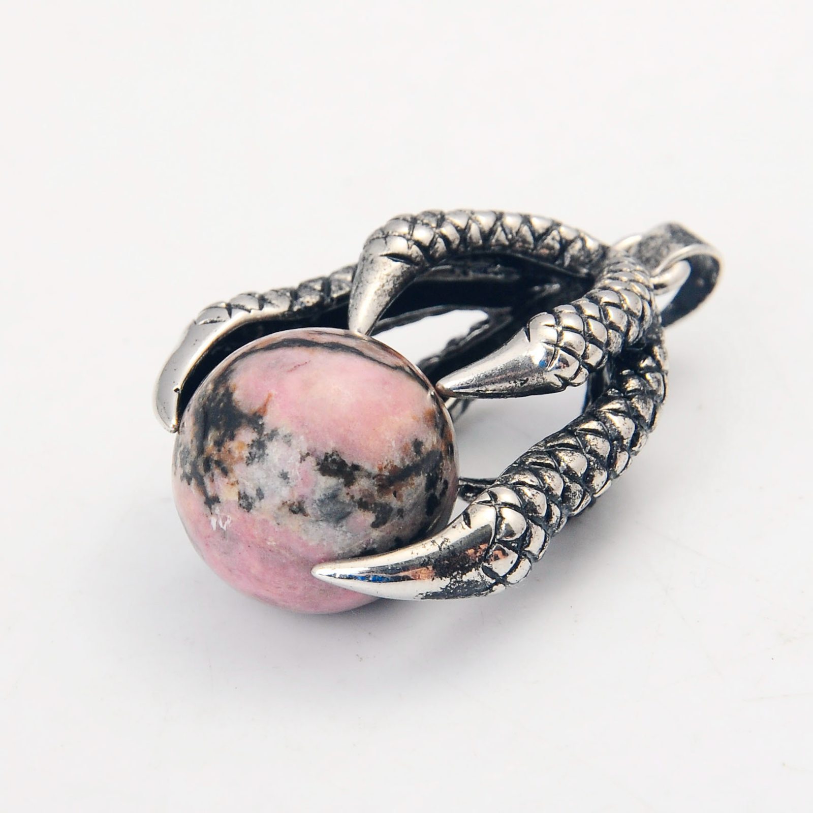 Gemstone Ball Stainless Steel Dragon Claw Pendant