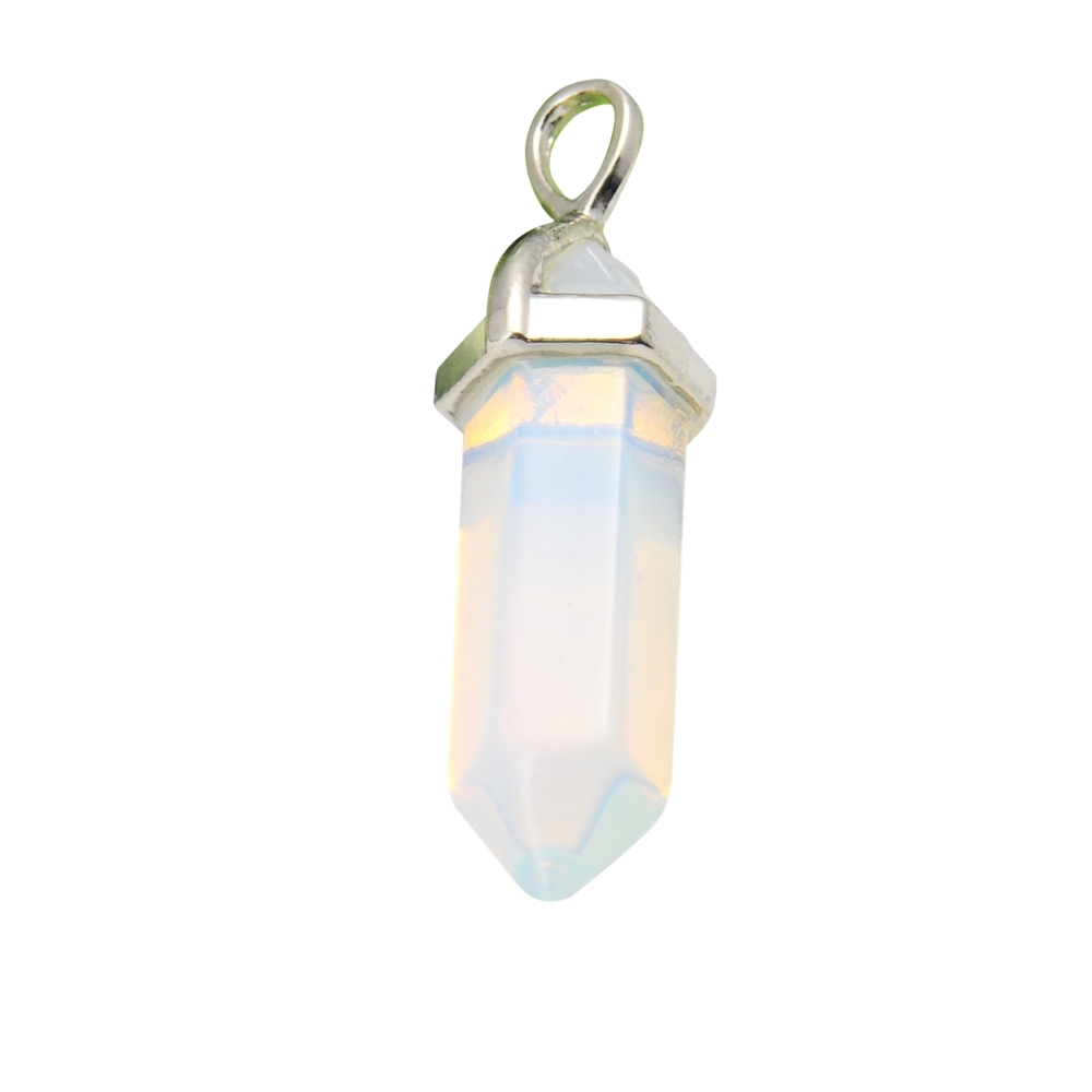 Gold & Silver Hexagonal Cylinder Gemstone Pendant