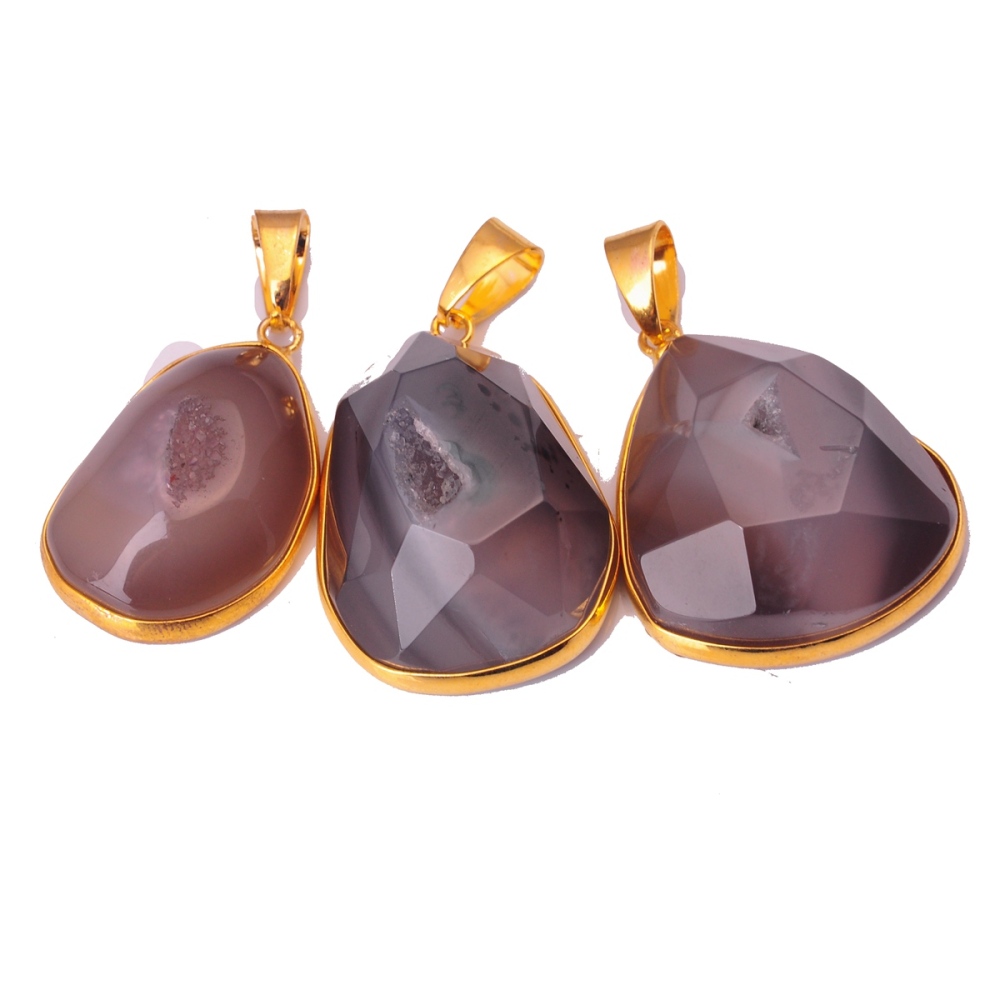 Natural Agate Crystal Cave Pendant