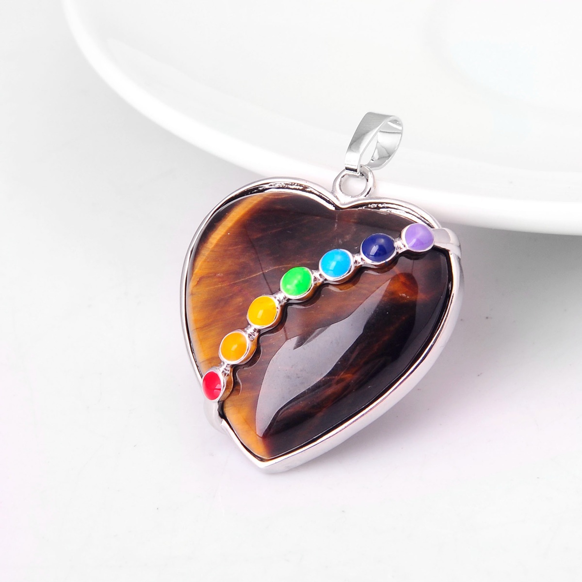 7 Chakra Heart Gemstone Pendant